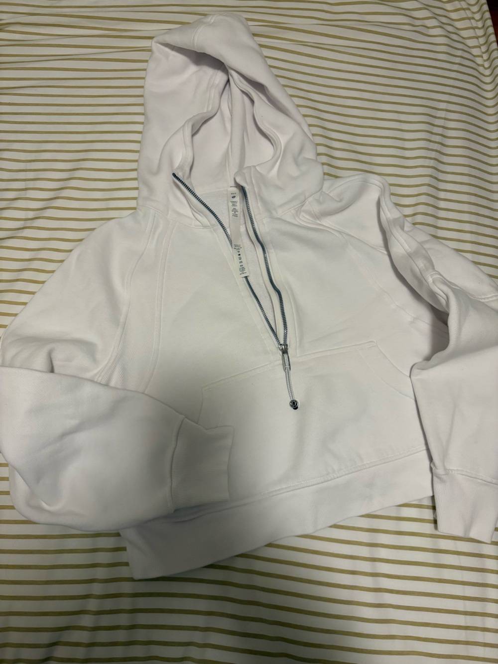 lululemon athletica White Full-Zip Jacket with Contrast Silver Zipper